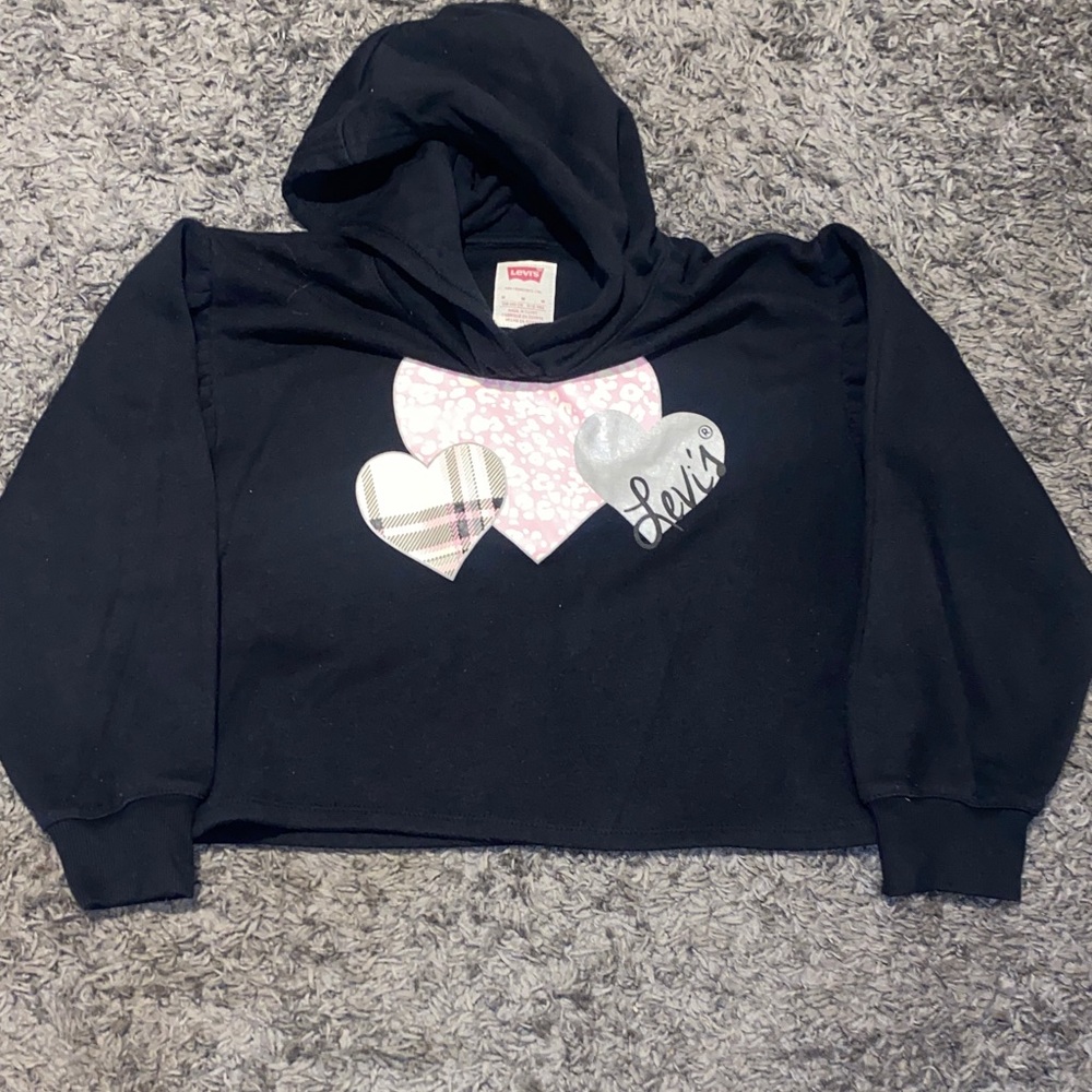Levi's Black Hoodie with Heart Accents